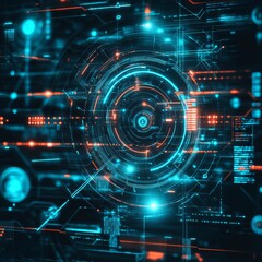 Dynamic Futuristic Interface With Glowing Blue and Orange Elements Showcasing Technology and Data Visualization in a Digital Environment
