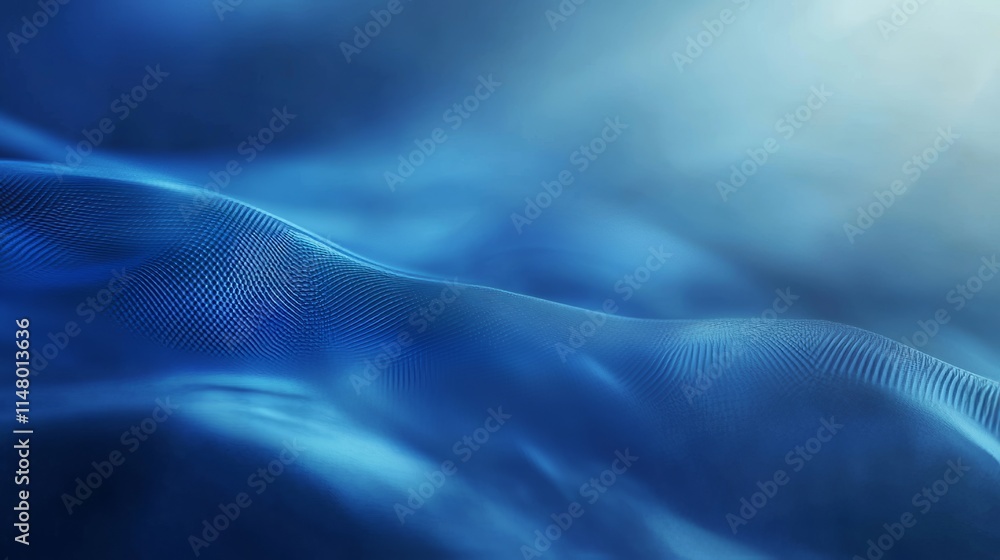 Aufkleber rippling waves of blue fabric create a serene visual of texture and movement under soft, diffused li