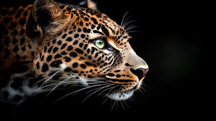 Obraz premium A close up of a leopard's face with a black background