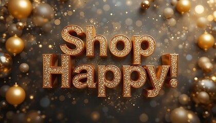 3D realistic text Shop Happy
