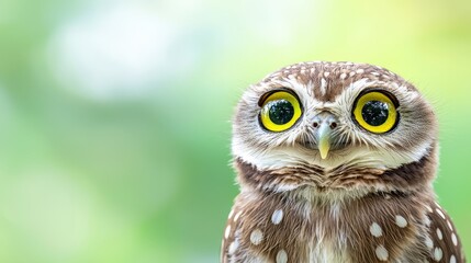 Obraz premium A close up of an owl with yellow eyes