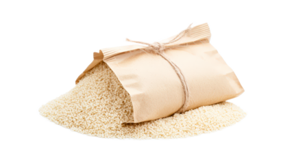 Sack of Semolina Flour Tipped Over with Granules Spilling Out
