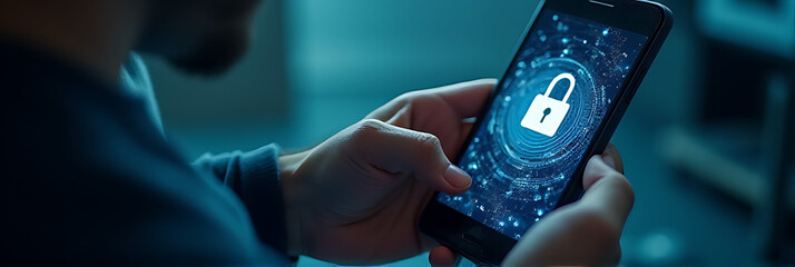 A person uses a smartphone to access the internet through an encrypted VPN connection providing anonymity and secure online browsing._00002_