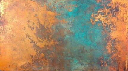 Abstract Copper And Teal Patina Texture Background