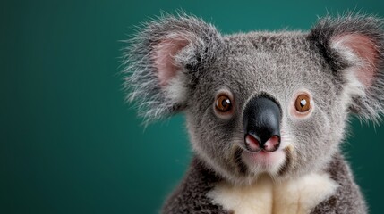 Fototapeta premium A close up of a koala bear with a green background