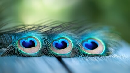 Obraz premium A close up of a peacock feather with blue eyes