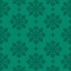 Fototapeta premium Seamless Teal Floral Pattern 