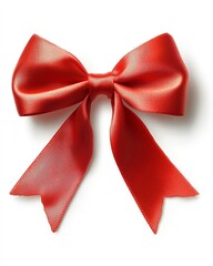Red ribbon bow isolated on white background clipping path full depth of field