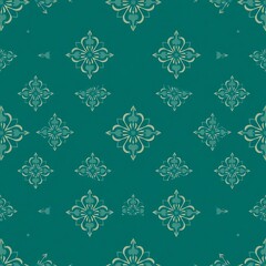 Teal Floral Pattern:  A  seamless pattern of delicate floral motifs in a soft, muted tone, set against a vibrant teal background.