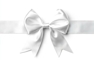 Naklejka premium White ribbon with gift bow isolated on white.