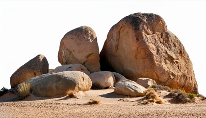 Obraz premium Set of massive boulders in a desert landscape, isolated on white background