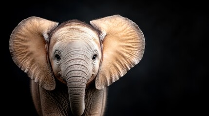 Obraz premium A baby elephant with a black background