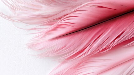 Fototapeta premium A close up of a pink feather on a white surface
