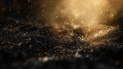Golden Glittering Particles Abstract Background