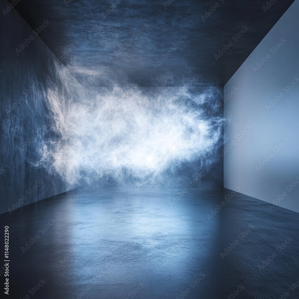 Poster mysterious fog fills an empty room with soft light creating an ethereal atmosphere during a quiet mo