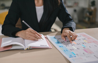 Event Planner Schedule Schedule 2025 Plan Event Schedule Businesswoman Checking Planner Taking...