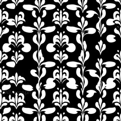 Damask Elegance: A Seamless Black and White Pattern 
