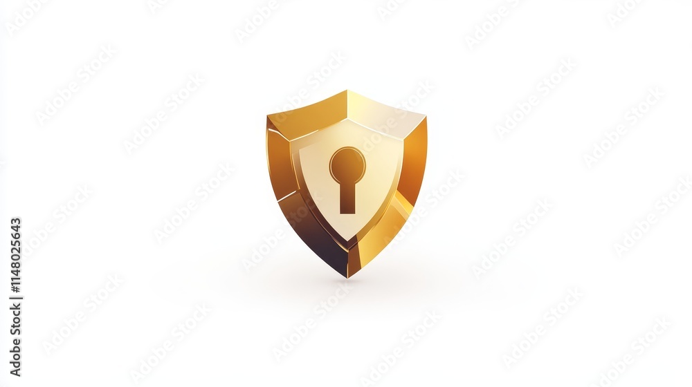 Poster shield symbolizing security with a keyhole in the center, representing protection and data privacy i