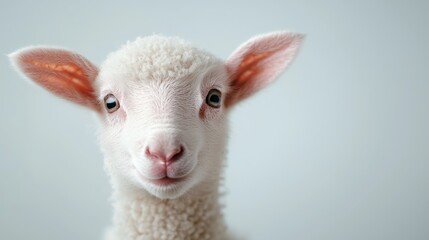 Obraz premium A close up of a white lamb looking at the camera