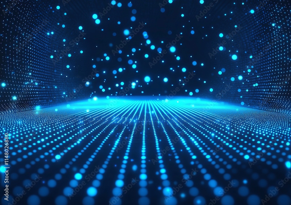Aufkleber vibrant blue digital landscape with abstract glowing patterns creating a futuristic atmosphere in a 