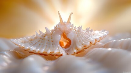 Obraz premium A close up of a shell on a white surface