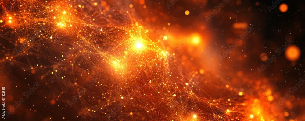 Poster abstract background in particle physics, quantum physics.