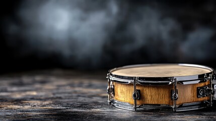 Obraz premium A snare drum sitting on top of a wooden table