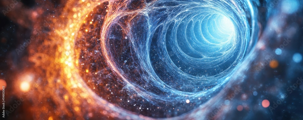 Poster abstract background in particle physics, quantum physics.