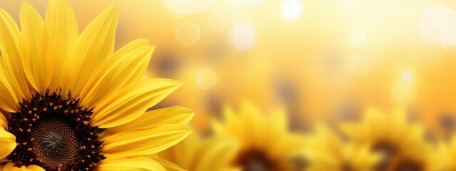 Obraz premium Vibrant Sunflower in a Beautiful Garden Bathed in Warm Sunlight with a Soft Focus Background Enhancing Its Beauty and Charm