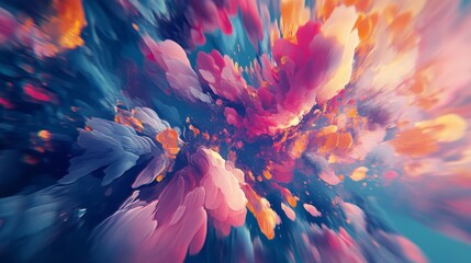 Obraz premium A dynamic burst of colorful paint in motion, showcasing vibrant energy and creativity in an abstract visual.