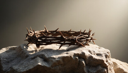 Crown of thorns in realistic style in brown colors