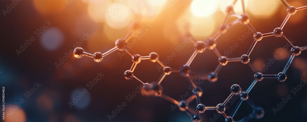Poster abstract background with hexagons and connection lines for medical, scientific, or technological des