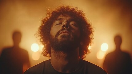 Cinematic Portrait  Black Man  Curly Hair  Calm   Moody Lighting   Studio Shot   Thoughtfu