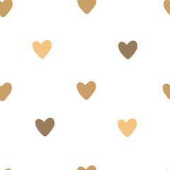 Minimalistic Hearts Seamless Pattern. Valentine’s Day Wallpaper.  Gold Hearts on White Background.