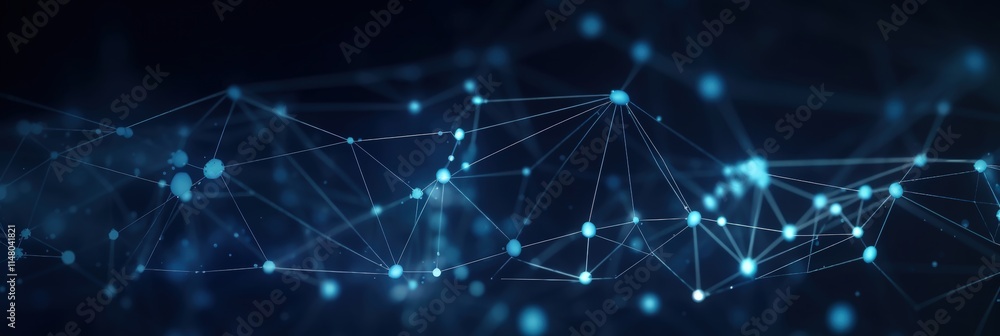 Poster abstract blue background with digital network design and connective lines for technology and innovat