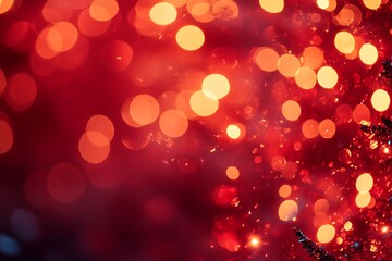 Red bokeh abstract background. Festive christmas background.