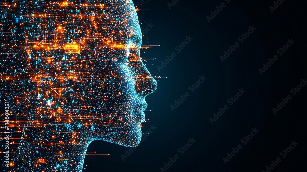 Poster Team of medical researchers analyzing complex datasets to improve diagnostic precision using artificial intelligence Stock Photo with side copy space