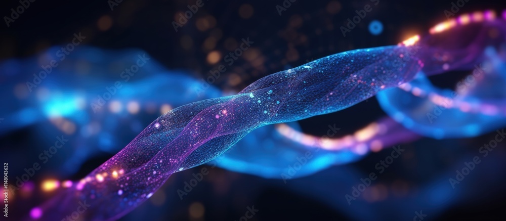 Poster abstract futuristic data stream with colorful waves and sparkles representing digital connectivity a