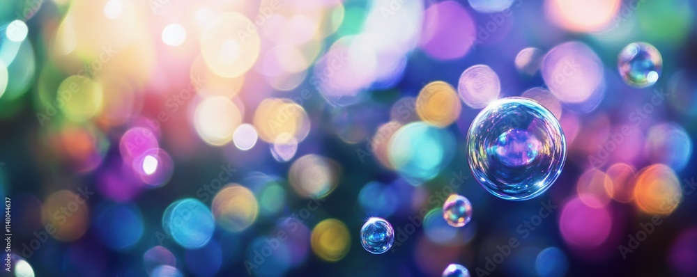 Poster abstract bubbles in vibrant colors, creating a mesmerizing background with various shades of blue, p
