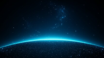 Fototapeta premium Celestial Horizon A Glimmering Planet's Nightside