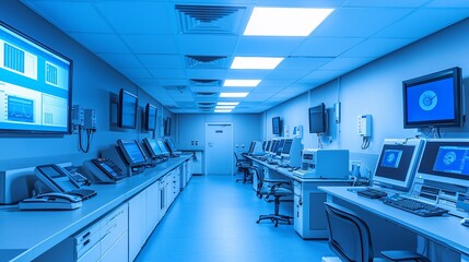 High-tech lab showcasing devices used for comprehensive metabolic panel testing with a focus on precision Stock Photo with side copy space