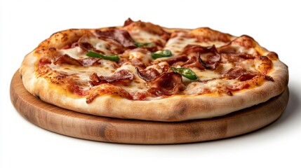 Delicious Pizza with Toppings on White Background. Generative AI