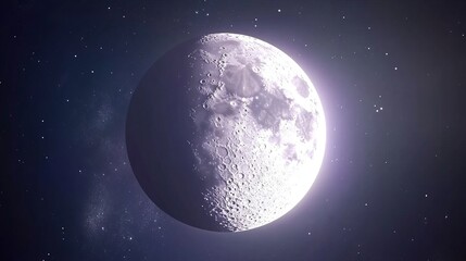 Fototapeta premium Celestial Orb Half Moon in Starry Night Sky
