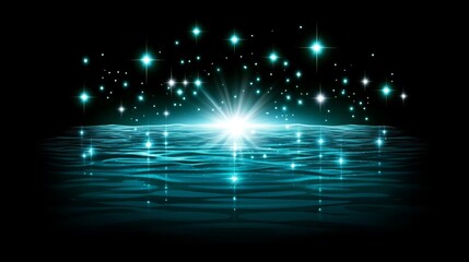 Celestial Waters Ethereal Glow on Dark Ocean Surface