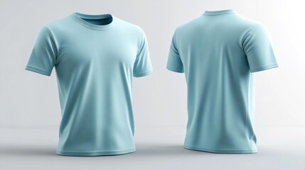 Aqua Blue T-shirt Mockup Isolated on White. Generative AI