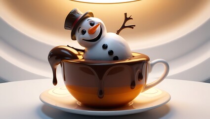 "Playful Indulgence: A 3D Render of Winter Wonderland Cocoa"