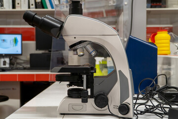 Latest technology microscope for experimental research on a real vet lab  