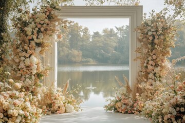 Wedding backdrop aesthetic outdoor minimalist floral plant decoration background