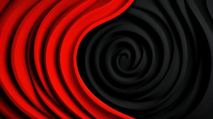 Abstract Red and Black Swirling Design Dynamic Contrast and Visual Depth