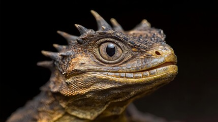 Fototapeta premium Closeup Portrait of a Spiny Helmeted Lizard
